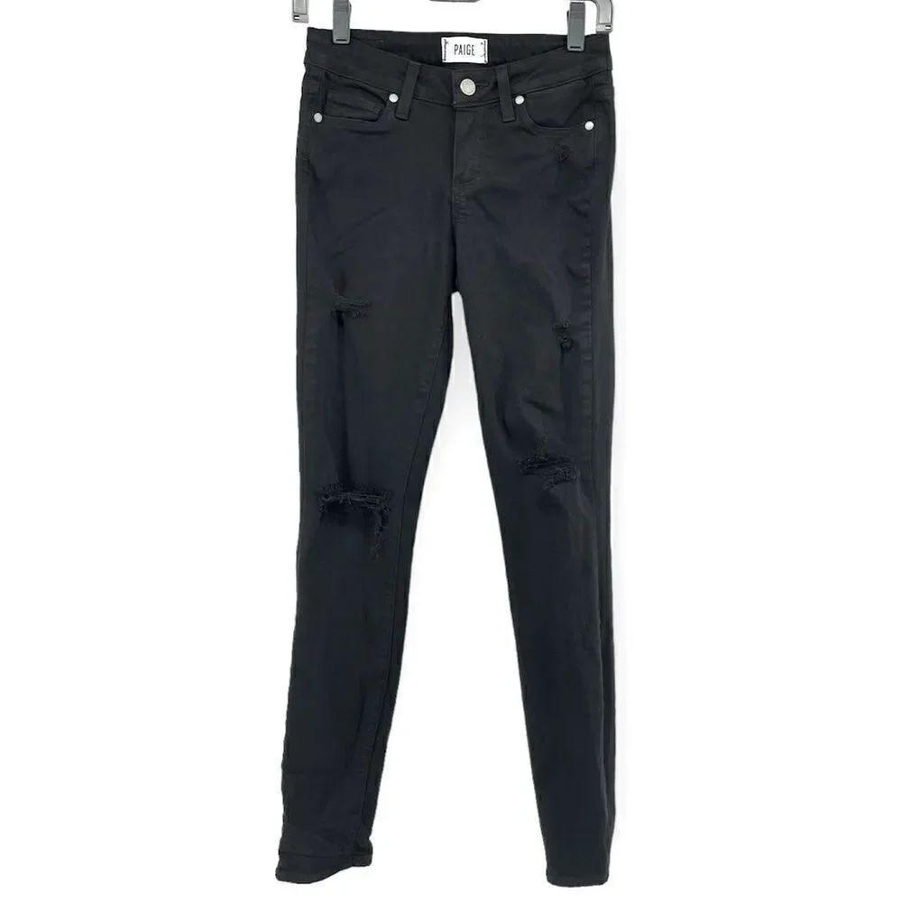 PAIGE Verdugo Ultra Skinny Women’s Black Distressed Denim Jegging Jeans Size 25